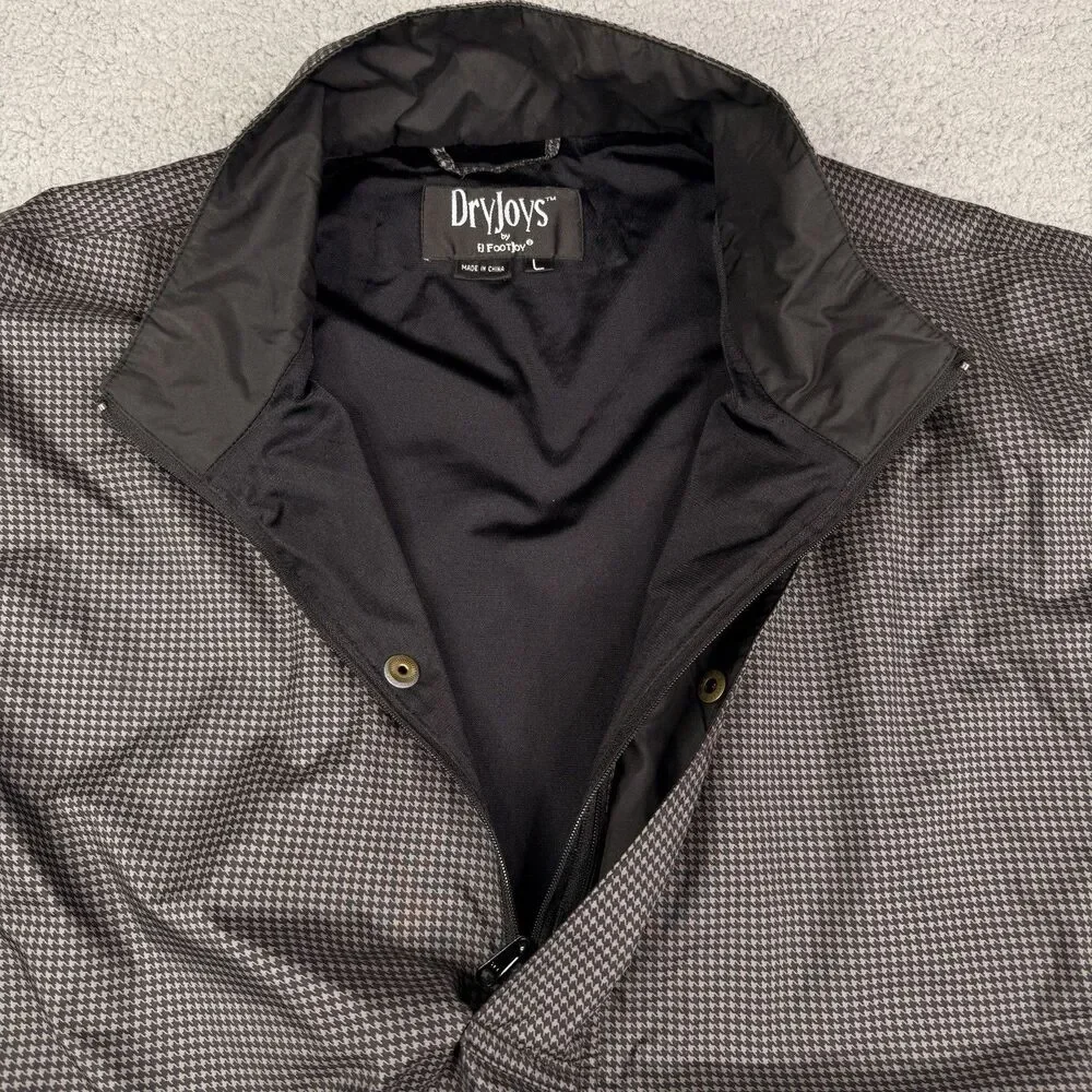FootJoy‎ DryJoys Golf Vest Mens Large Black Houndstooth 1/4 Zip Windproof Jacket
